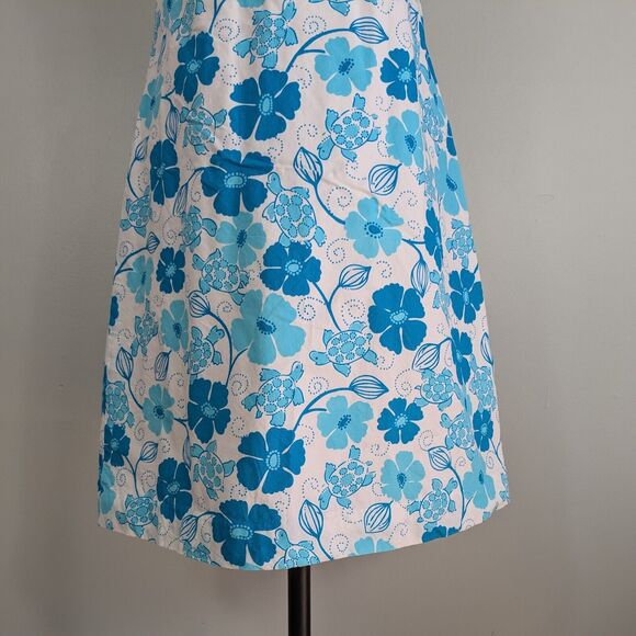 Vintage Lilly Pulitzer Dress Halter Mini 90S Y2K Tropical Floral Turtle Blue 8 - Picture 4 of 11